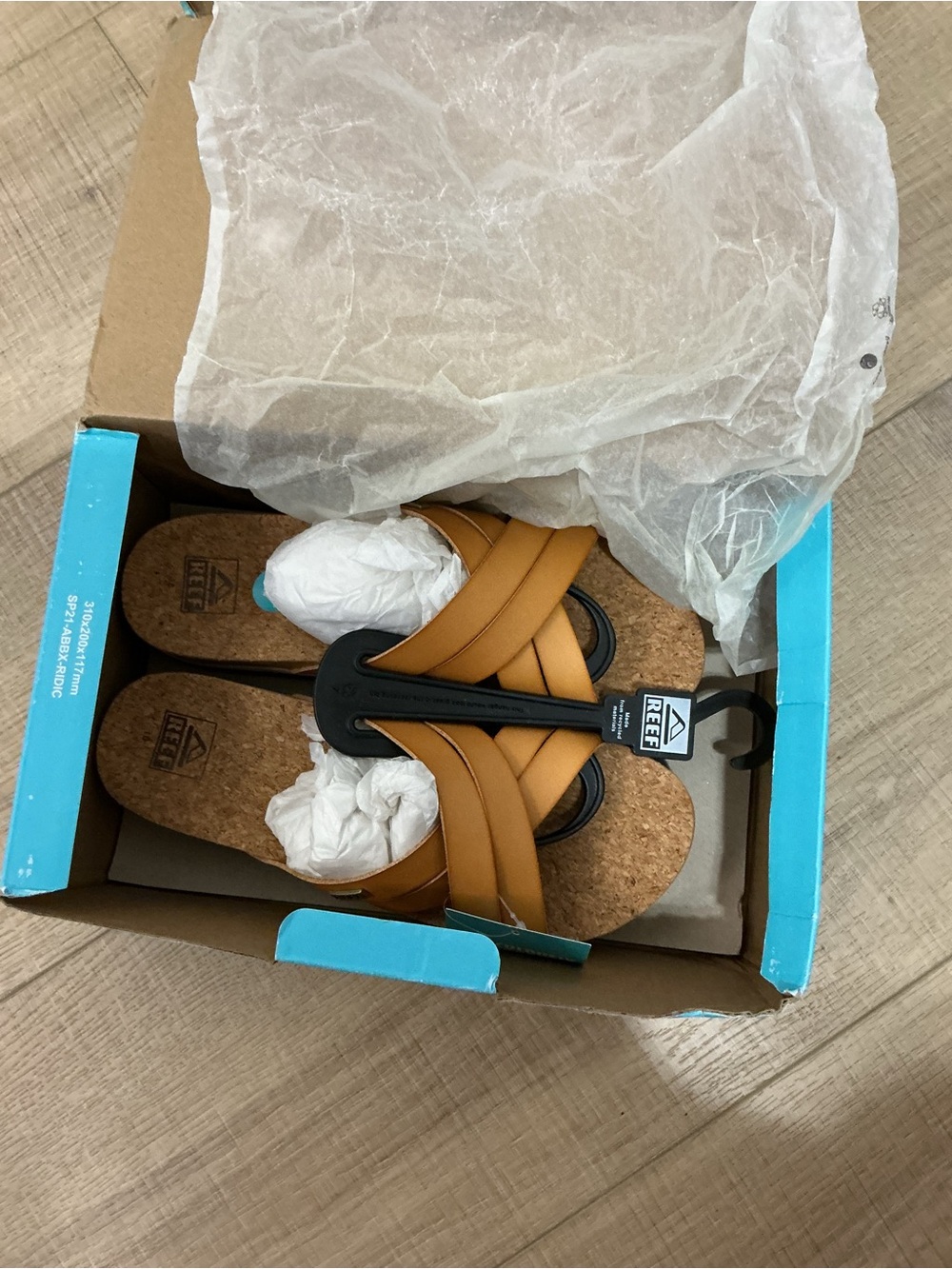 Reef Tan Crisscross Slide Sandals